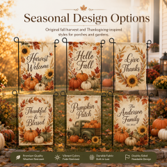 Fall Harvest garden flags for home entrance, garden path, farmhouse porch, pumpkin patch, farm stand and holiday gatherings