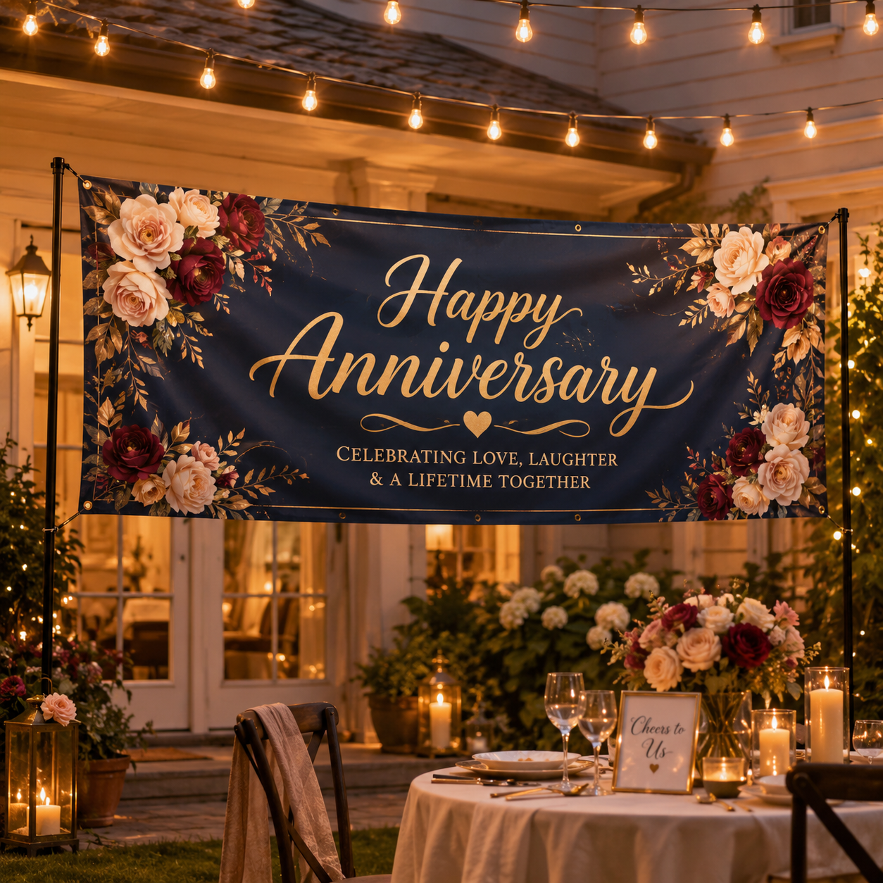 Anniversary banner size and structure guide with grommets reinforced edges pole pocket hanging methods and custom size options