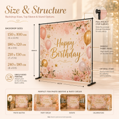 Birthday party backdrops used for home parties, backyard setups, cake smash photo areas, indoor photo booths, and celebration corners