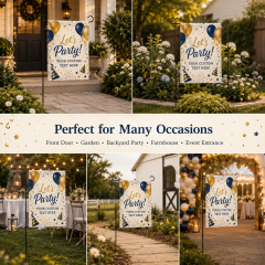 Custom party garden flags available in polyester knitted fabric and premium display fabric for personalized event decoration
