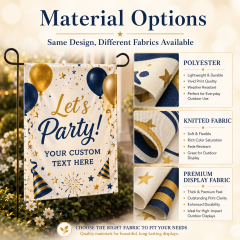 Custom party garden flags used for front doors gardens backyard parties farmhouse celebrations and event entrances
