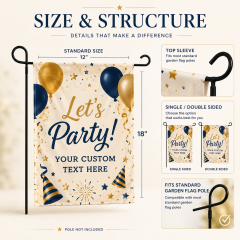 Custom party garden flag design themes for birthdays anniversaries baby showers family gatherings graduations and welcome parties