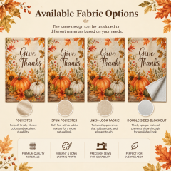 Custom Thanksgiving garden flags with personalized family name, logo, message, artwork and size options