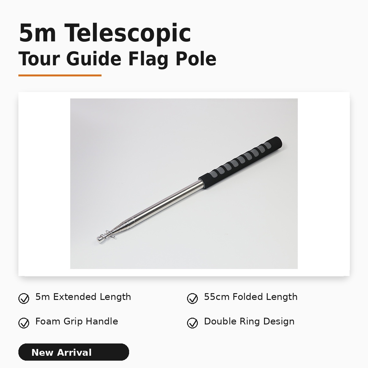 Outdoor telescopic guide flag pole with foam grip