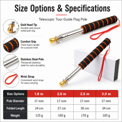 Thick foam grip telescopic guide pole for event flags