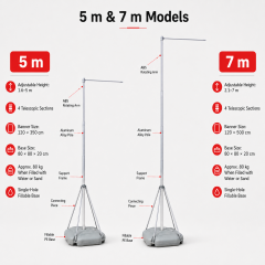 Water-Filled Banner Pole System – 3 m, 3.5 m, 5 m & 7 m,Custom Flags & Banners Manufacturer | Low MOQ, Fast Turnaround,Water-Filled Banner Pole Systems | 3m to 7m