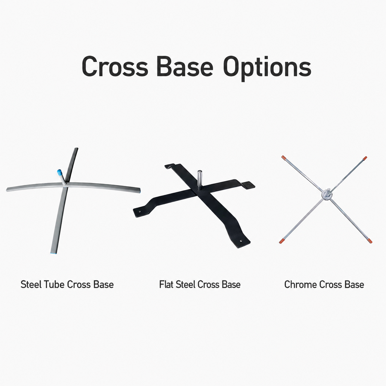 Three cross base options for feather and teardrop advertising flags
