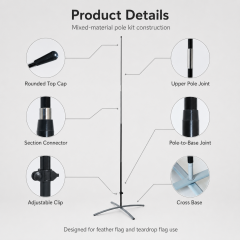 Product details of the mixed-material feather and teardrop flag pole kit