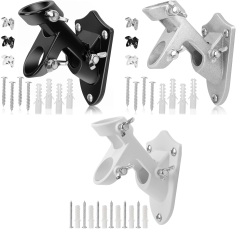Black silver and white stainless steel dual-socket flag pole brackets with three locking screws