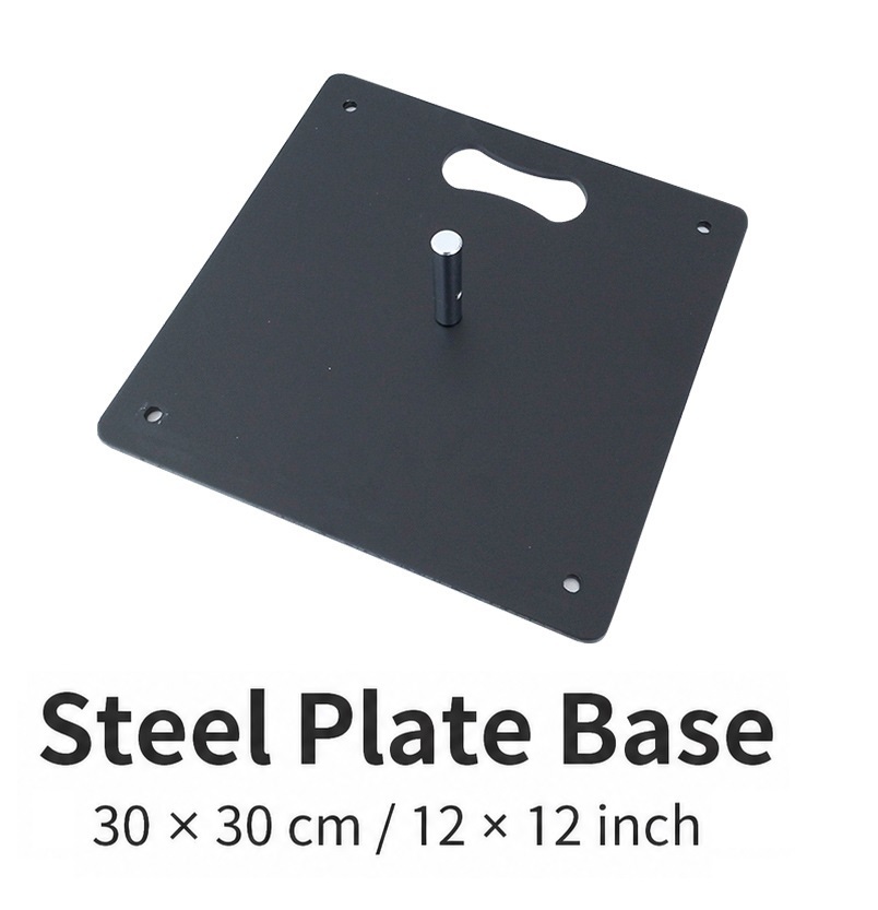 Black 30 by 30 cm steel plate base for feather and teardrop flag poles