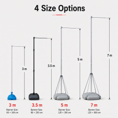 Water-Filled Banner Pole System – 3 m, 3.5 m, 5 m & 7 m,Custom Flags & Banners Manufacturer | Low MOQ, Fast Turnaround,Water-Filled Banner Pole Systems | 3m to 7m