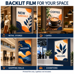 Backlit film print mockups in retail stores, cafes, shopping malls and exhibitions