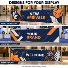 Blockout vinyl banner mockups for retail promotions, exhibition branding and event displays