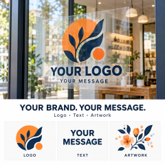 Custom width and height examples for static window clings on storefront glass