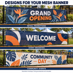 Mesh banner mockups for grand openings, event branding and community activities