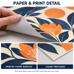 Illustrative close-up of a printed paper poster showing its surface, white reverse and trim edge