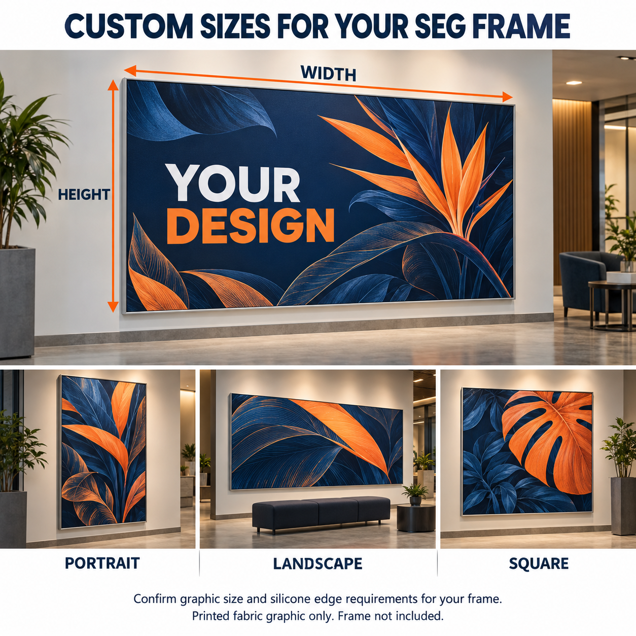 SEG graphic size illustration with portrait, landscape and square frame formats