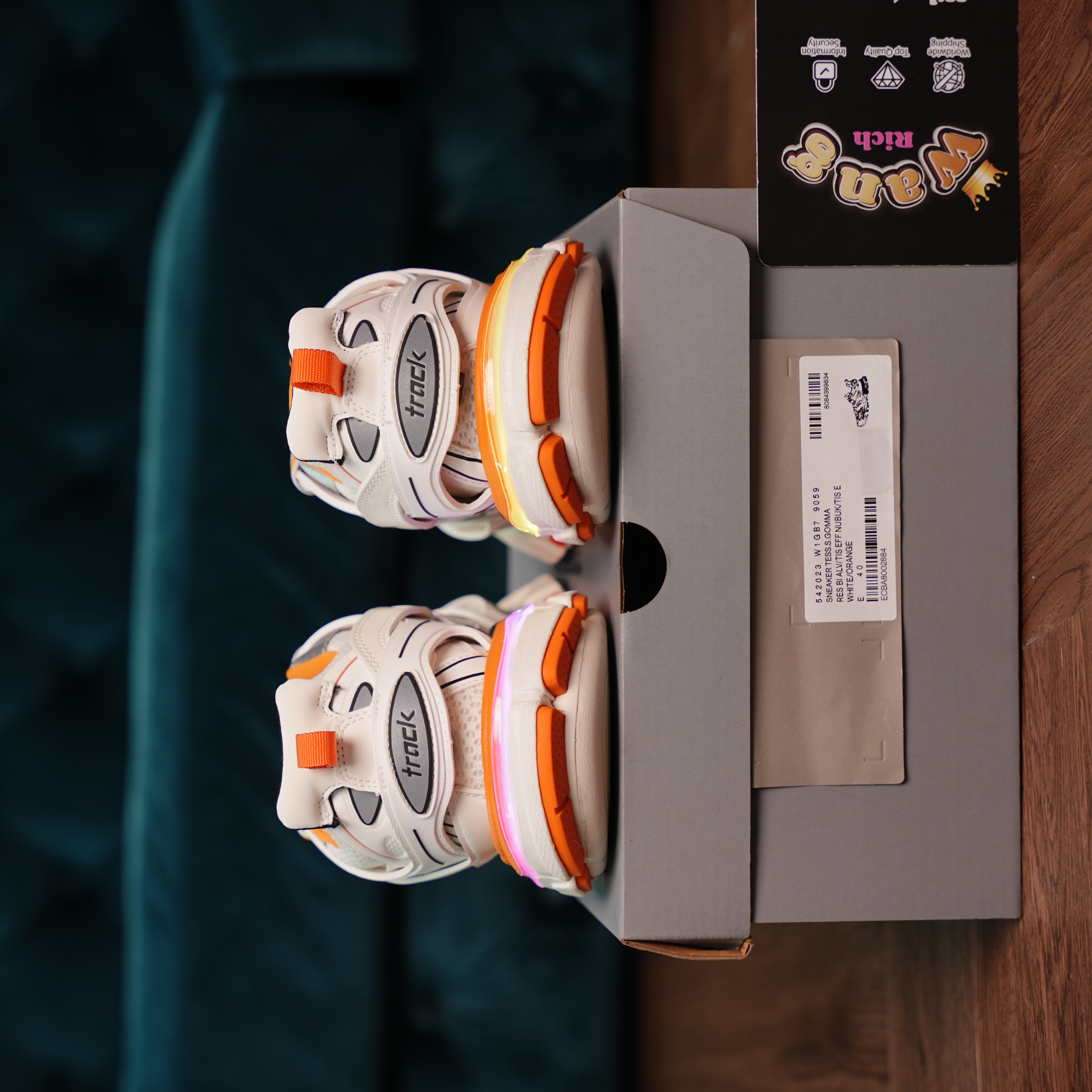 Balenciaga Track White Orange LED Sneakers | RichWang Kicks