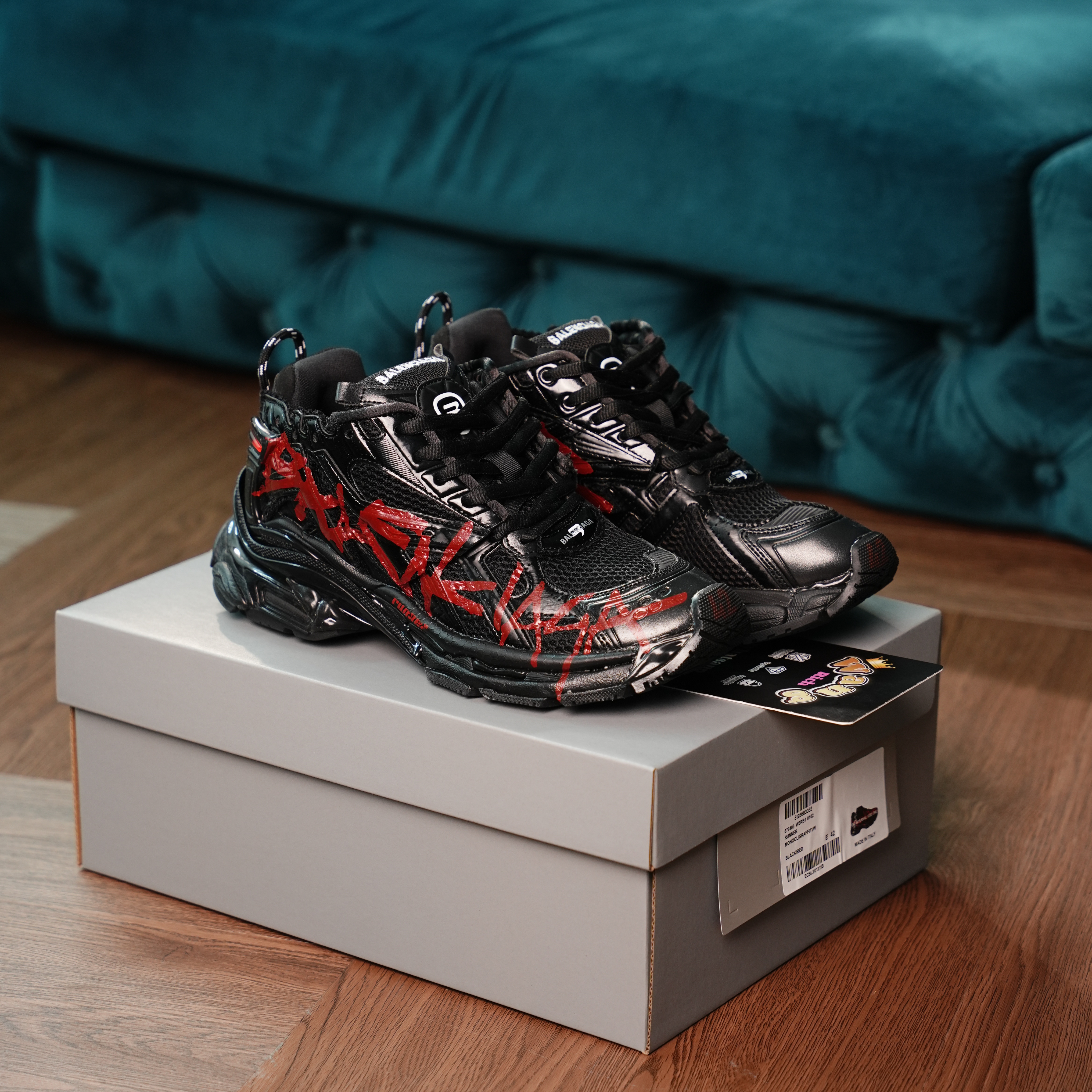 Balenciaga Runner Black And Red Characters