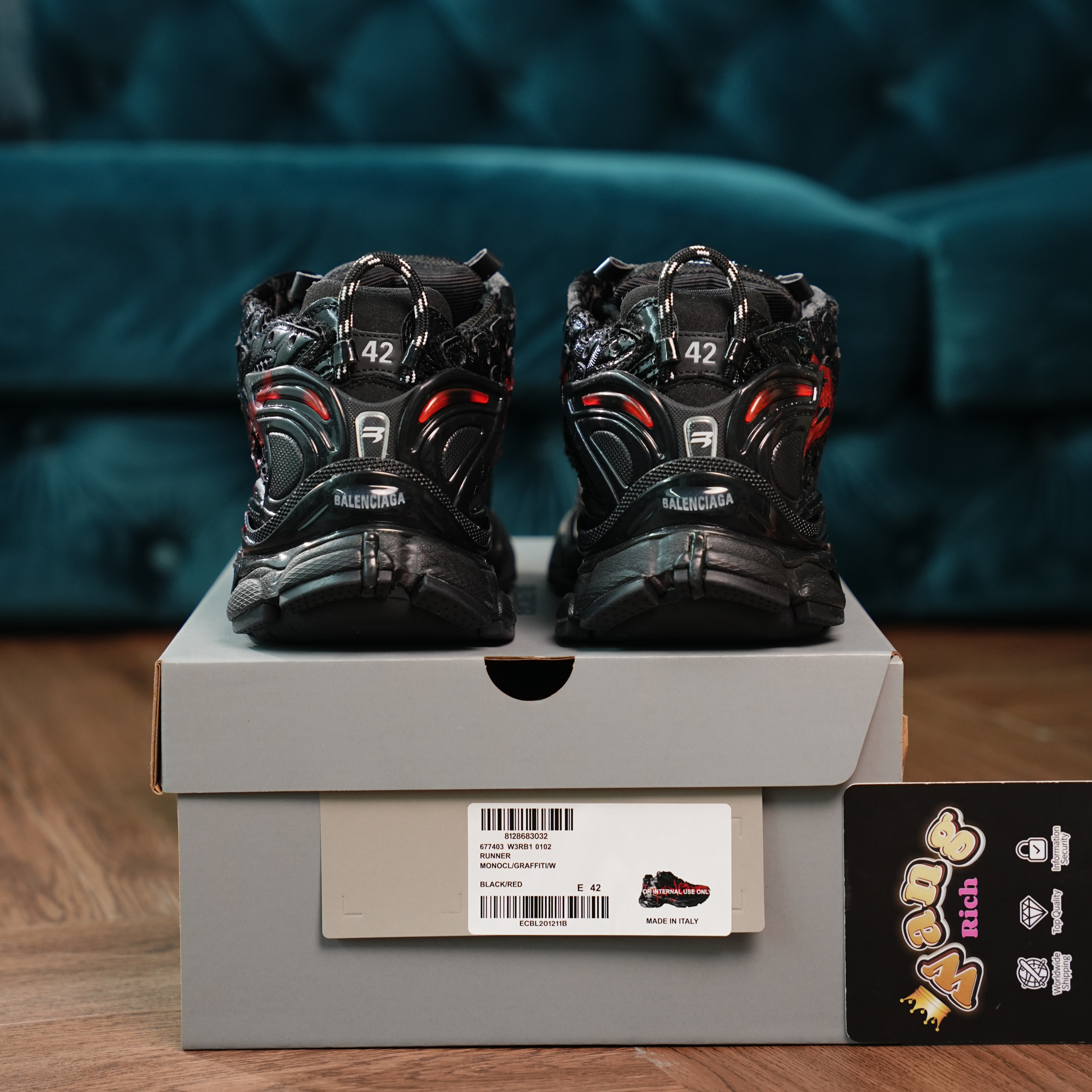 Balenciaga Runner Black And Red Characters