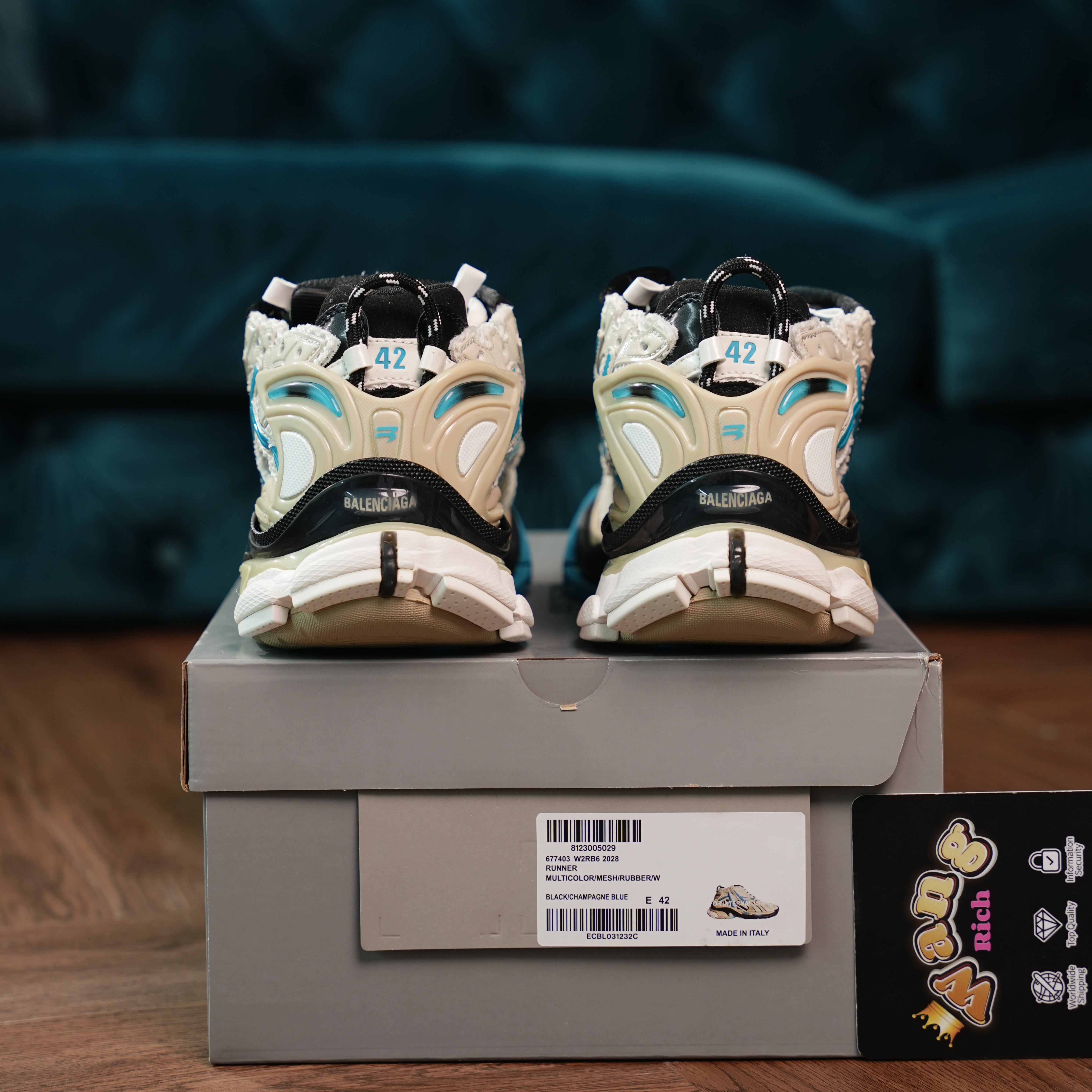 Balenciaga Runner Black Champagne Blue