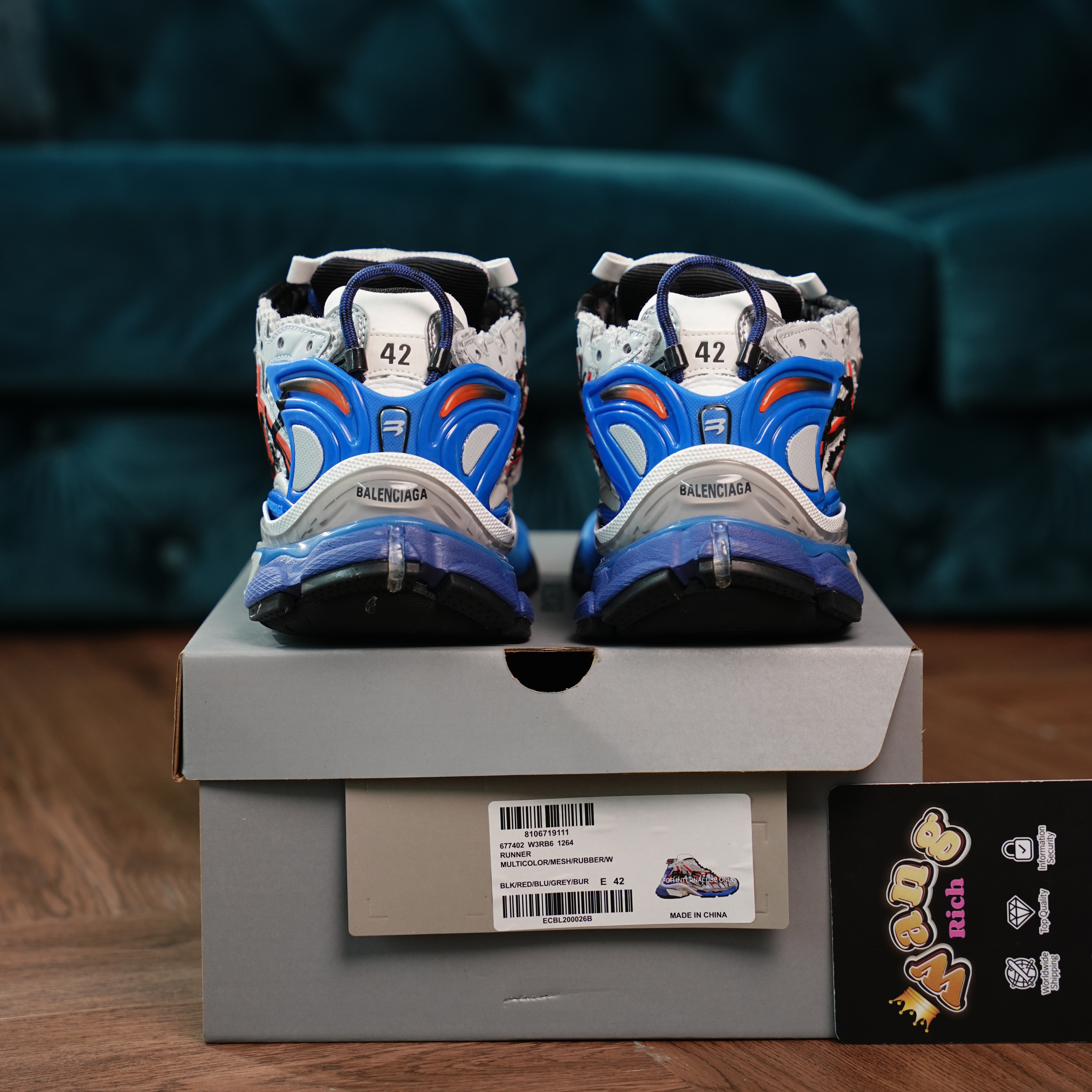 Balenciaga Runner White And Blue Printing