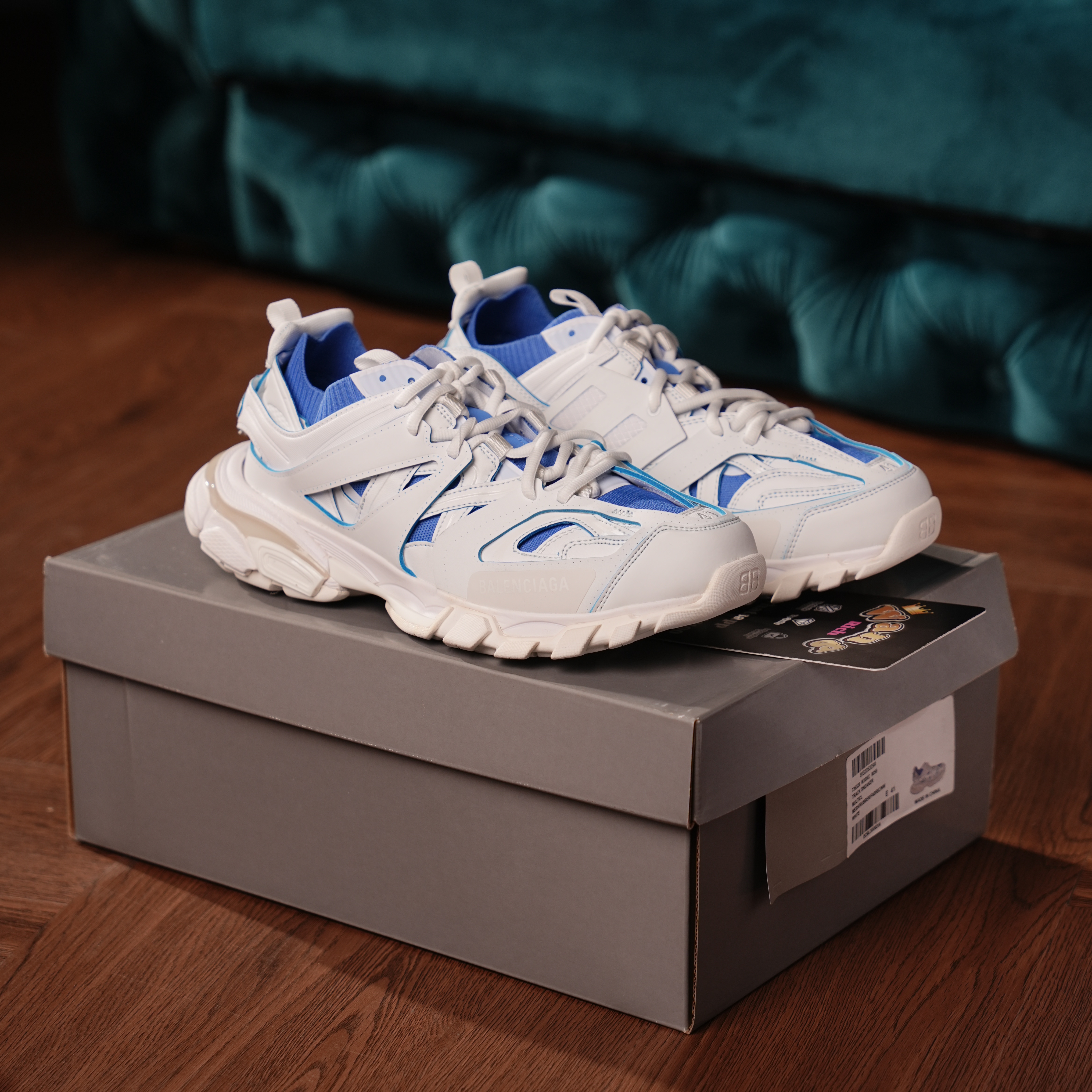 Balenciaga Track Sock White Blue