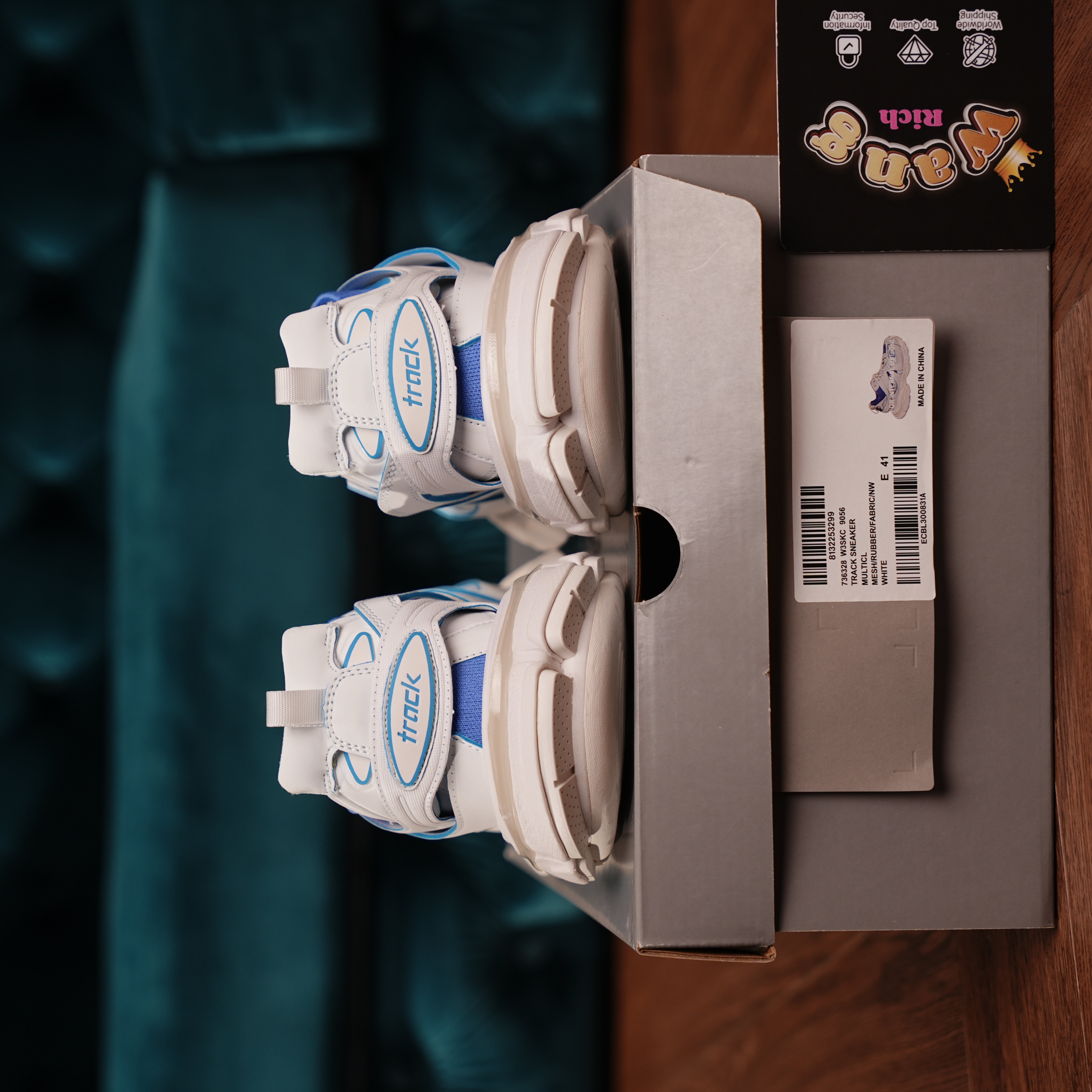 Balenciaga Track Sock White Blue Sneakers | RichWang Kicks