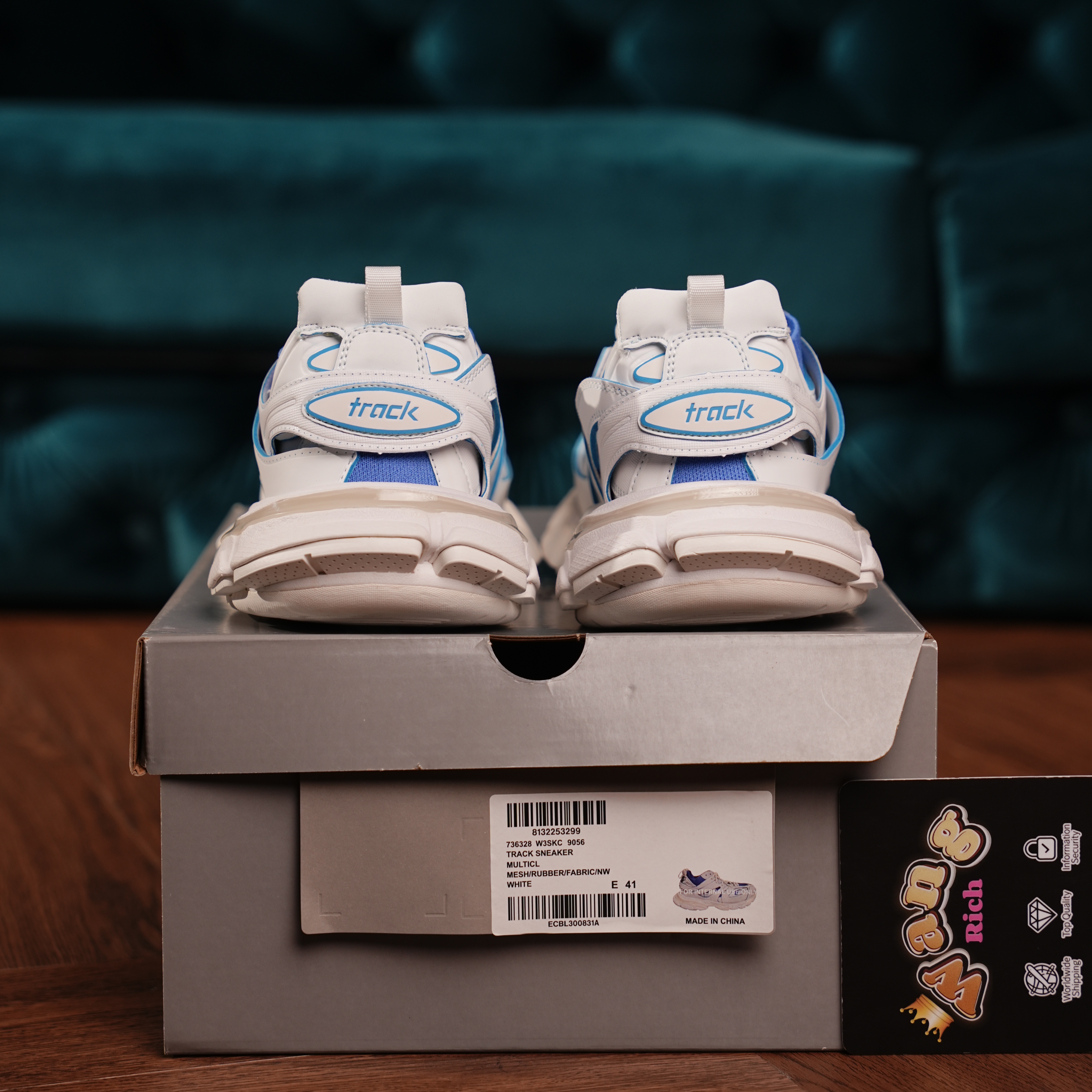 Balenciaga Track Sock White Blue