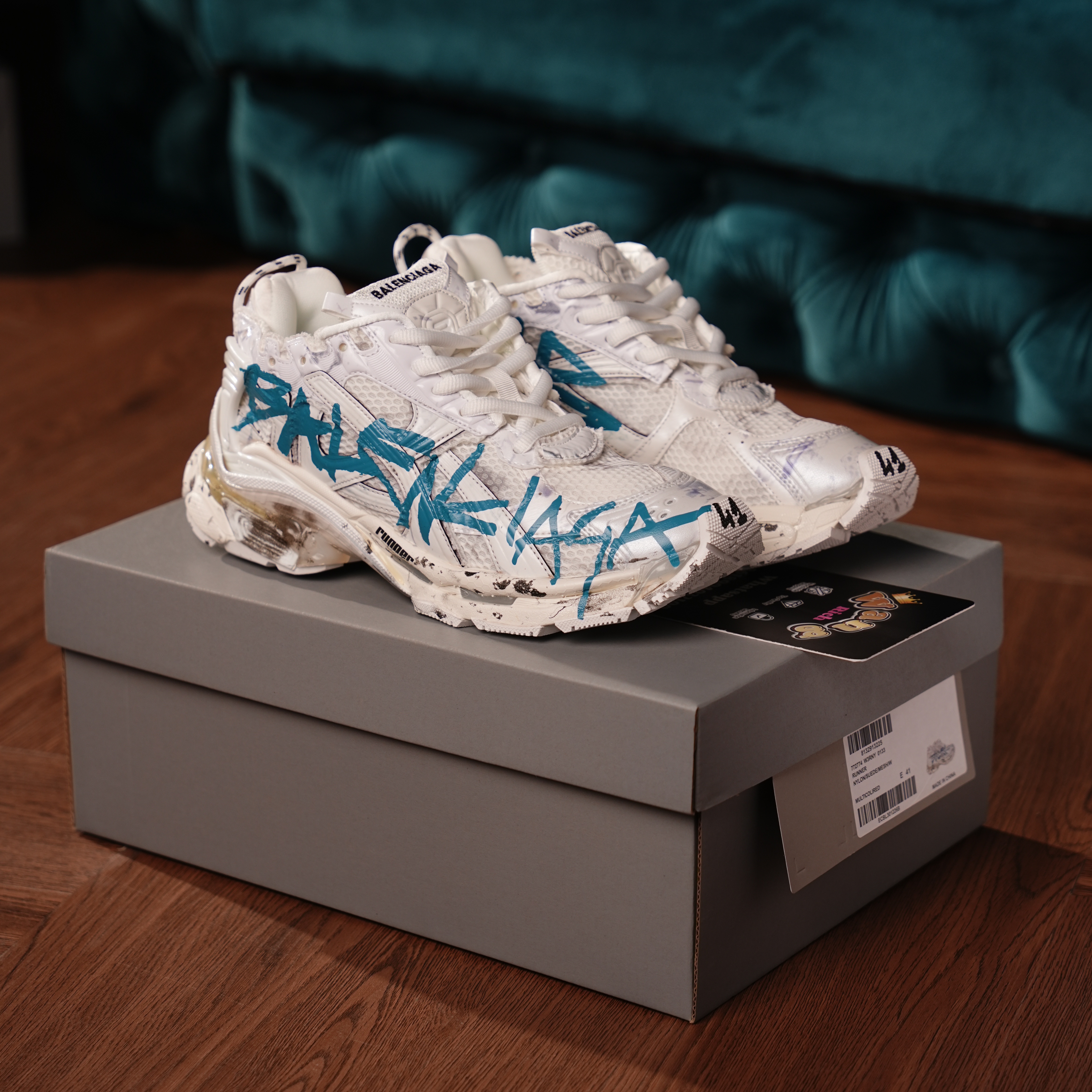 Balenciaga Runner Sneaker 'Graffiti - White Blue'