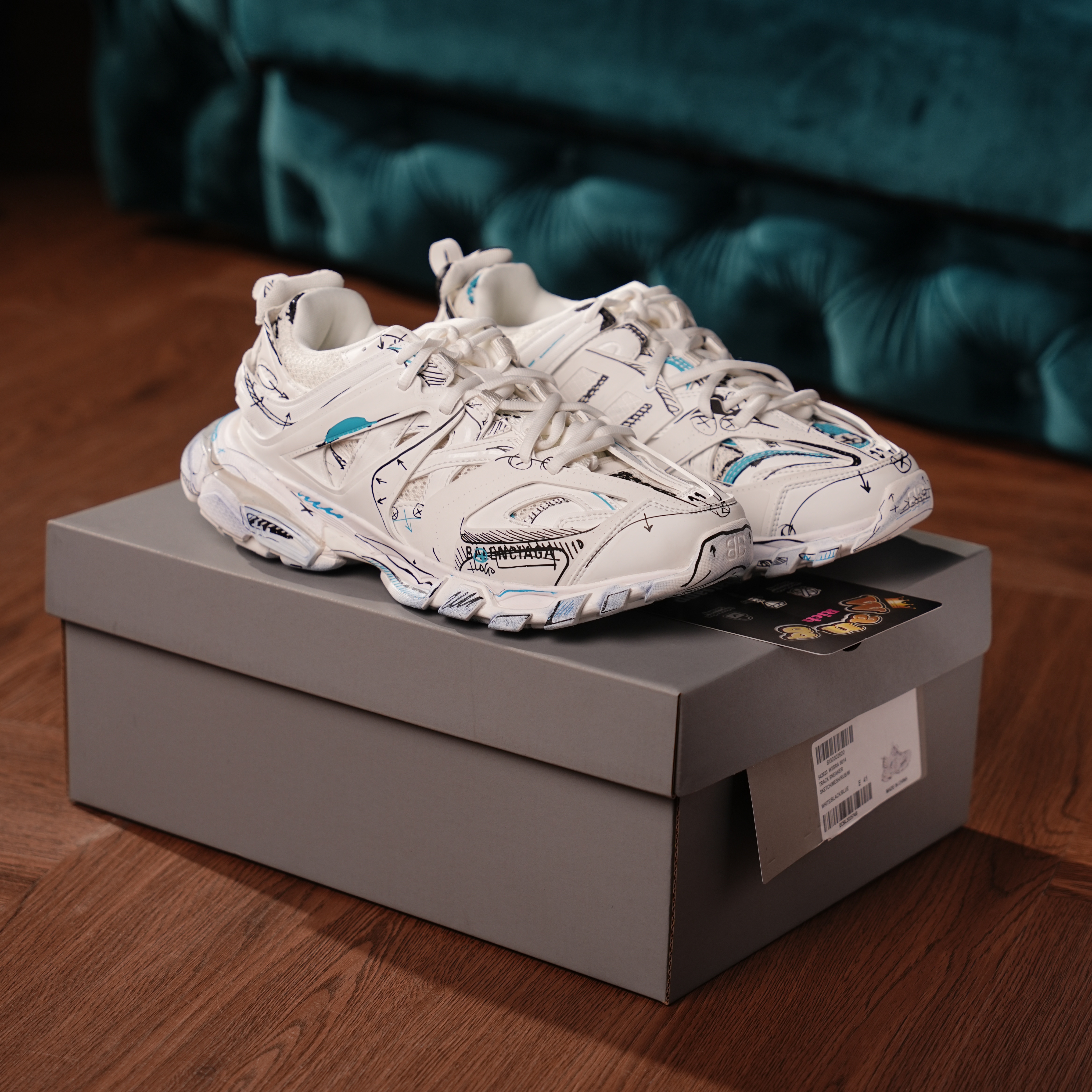 Balenciaga Track Graffiti White Black Blue