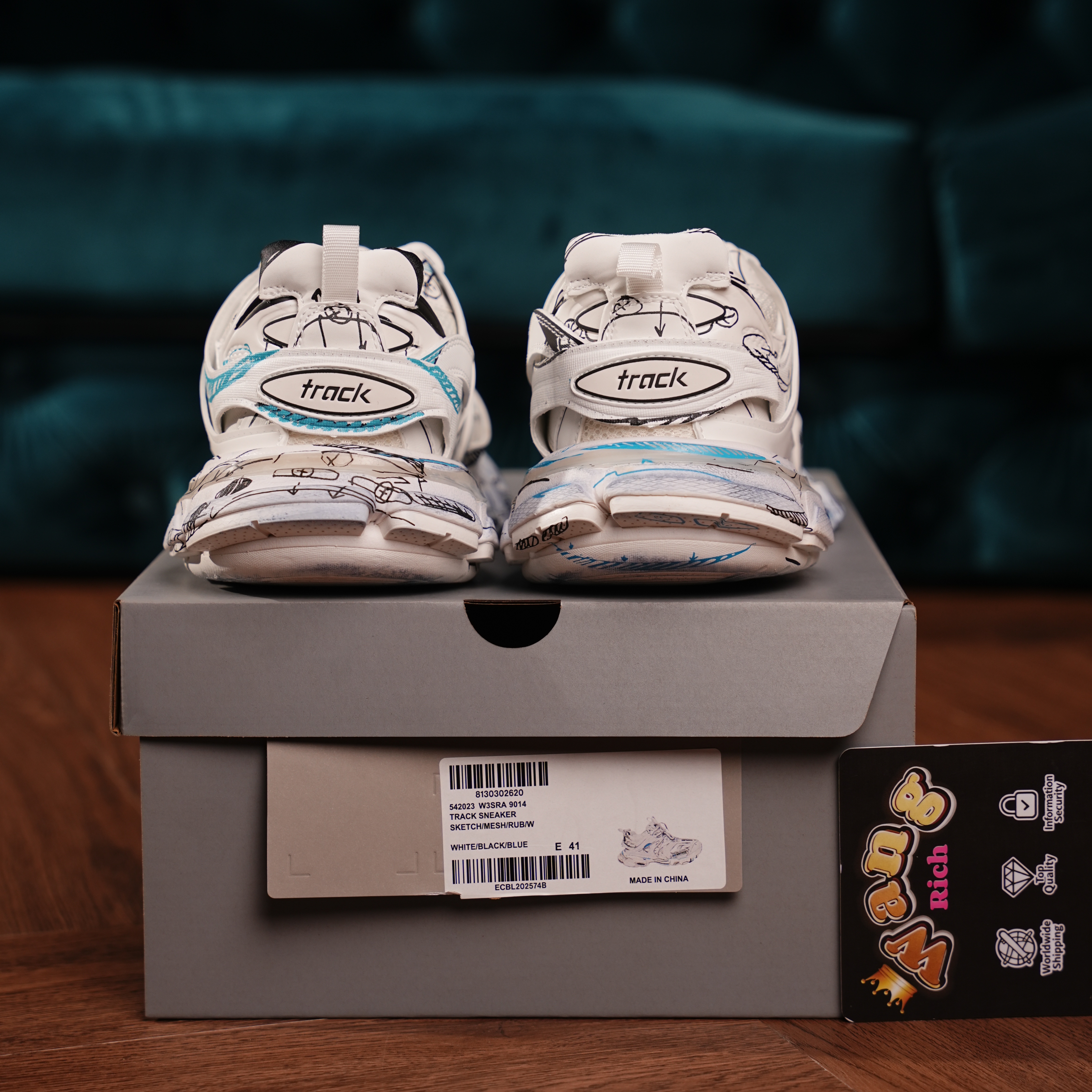 Balenciaga Track Graffiti White Black Blue