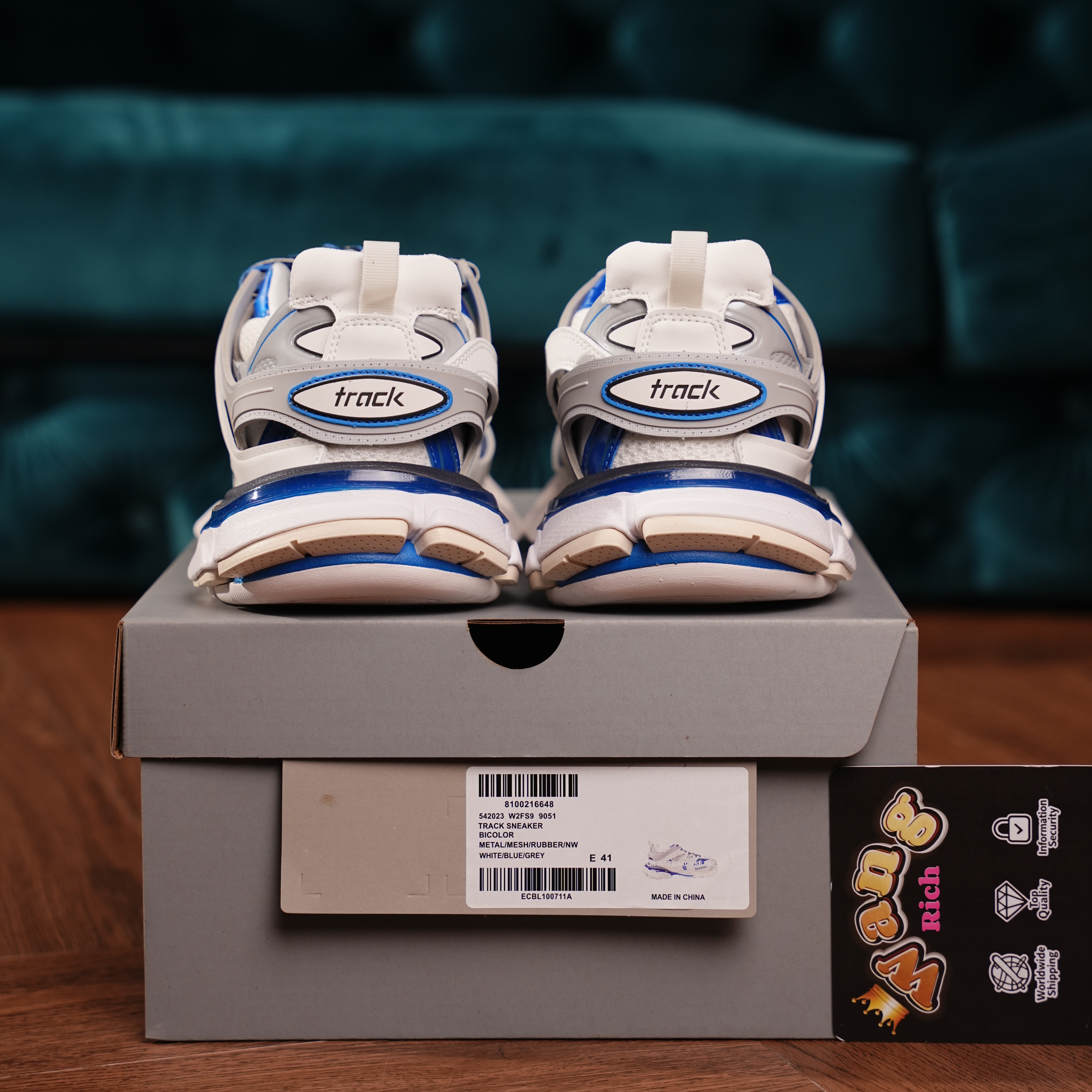Balenciaga Track Sneaker White Grey Blue