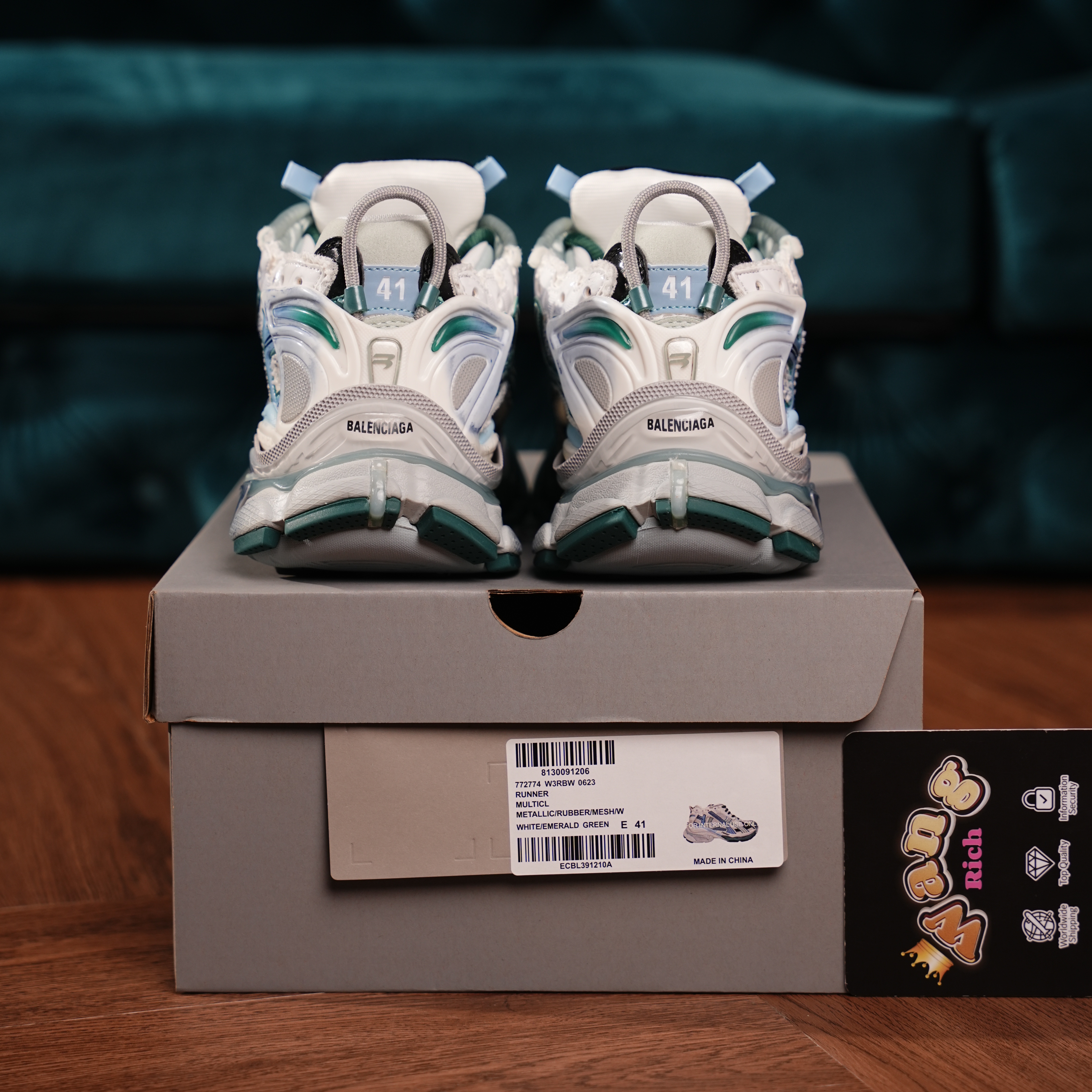 Balenciaga Runner Sneaker 'White Green Blue'