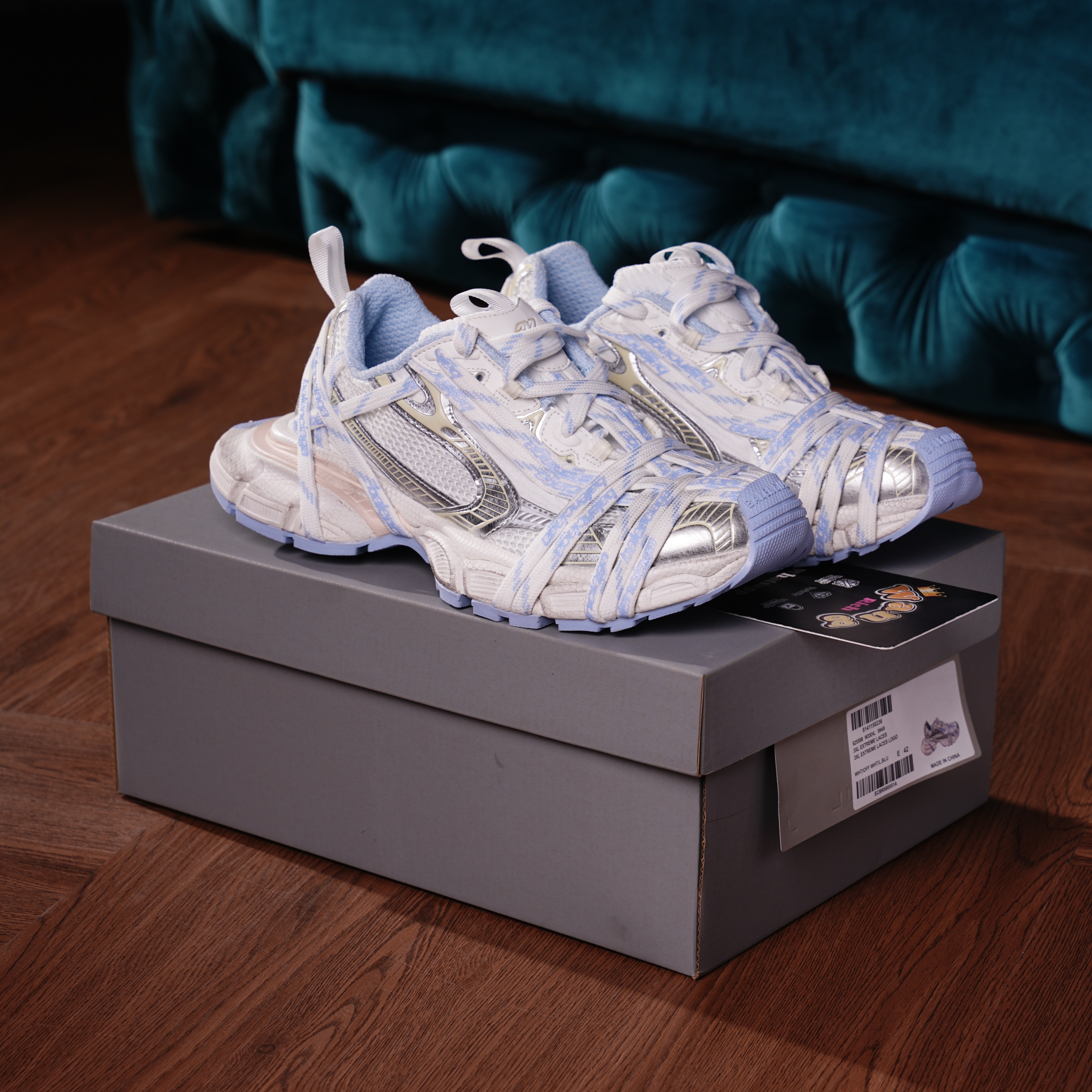 Balenciaga 3XL Extreme Laces White Blue