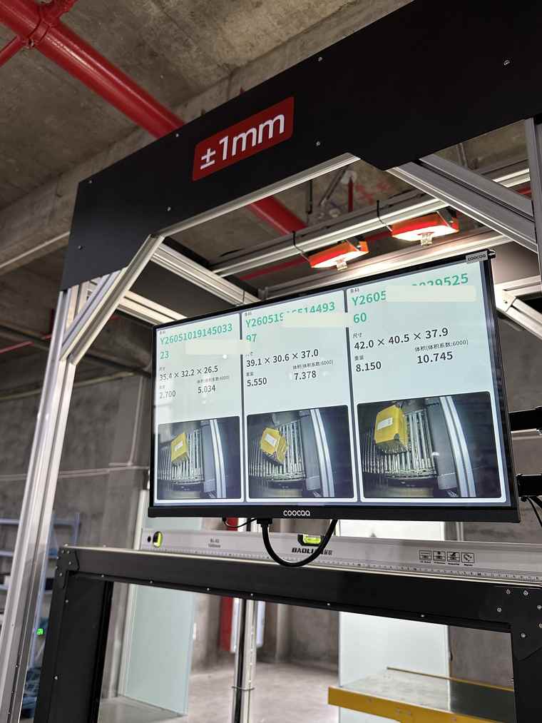 Automated Parcel Measurement Screen for RichWang Kicks warehouse QC packing and dispatch workflow