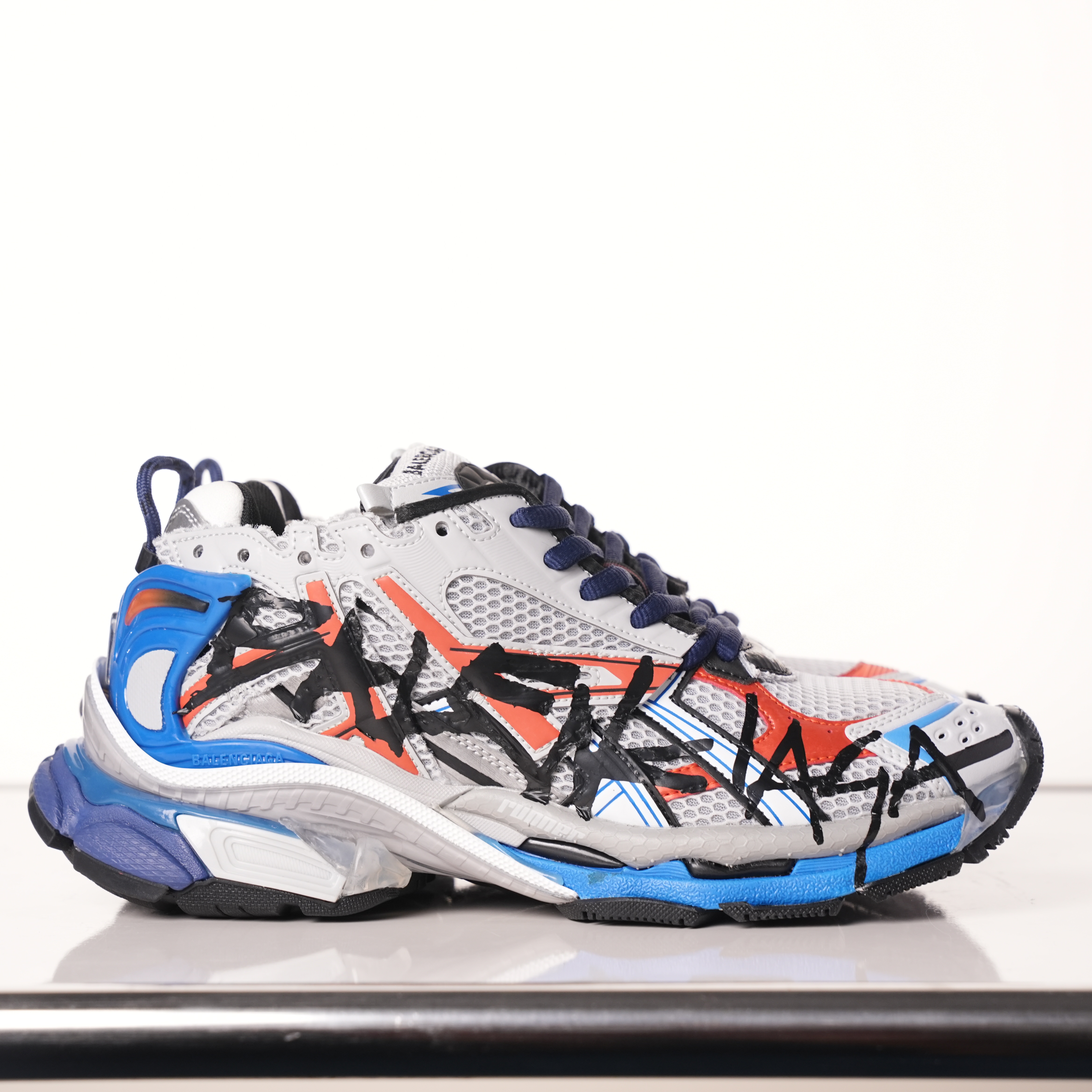 Balenciaga Runner White And Blue Printing