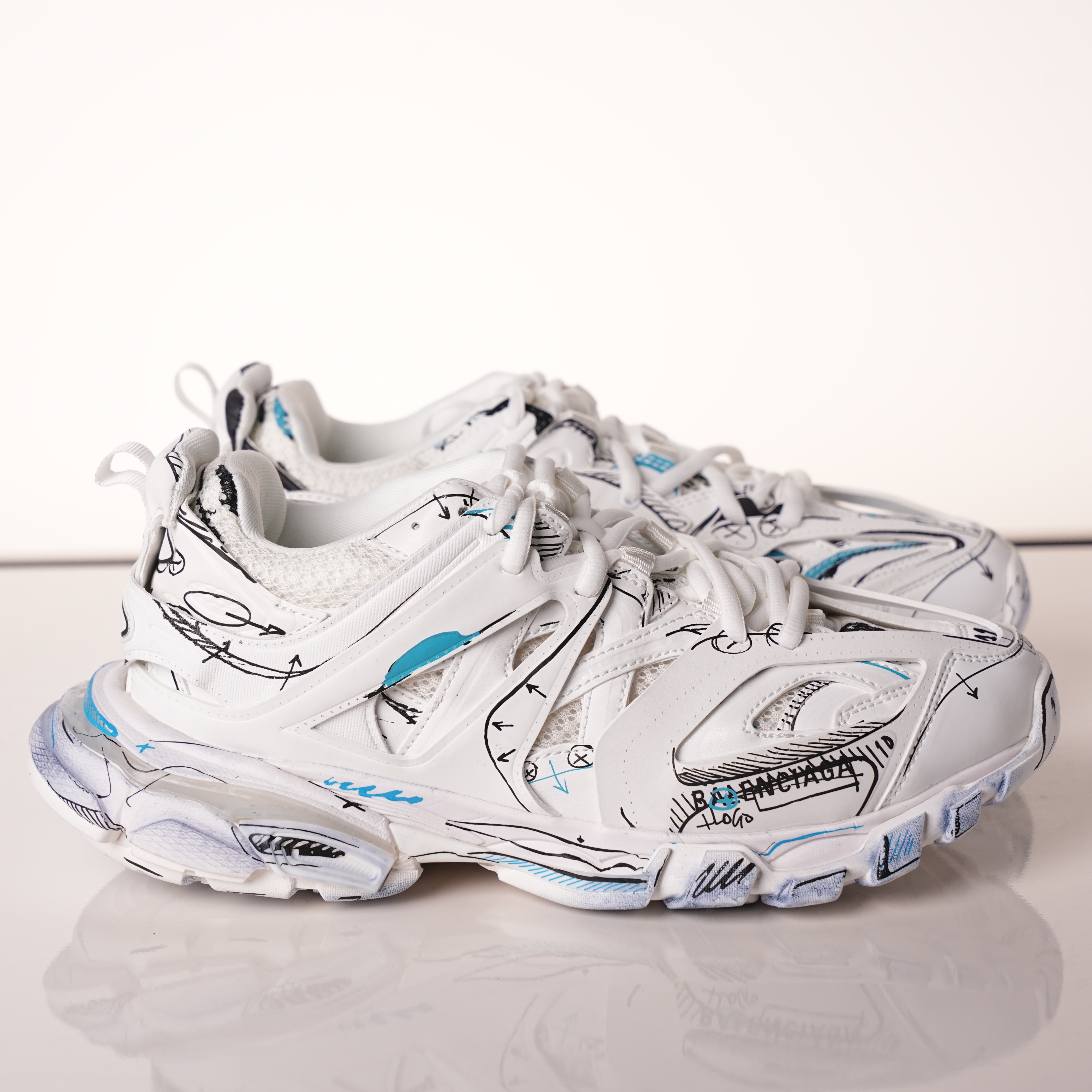 Balenciaga Track Graffiti White Black Blue
