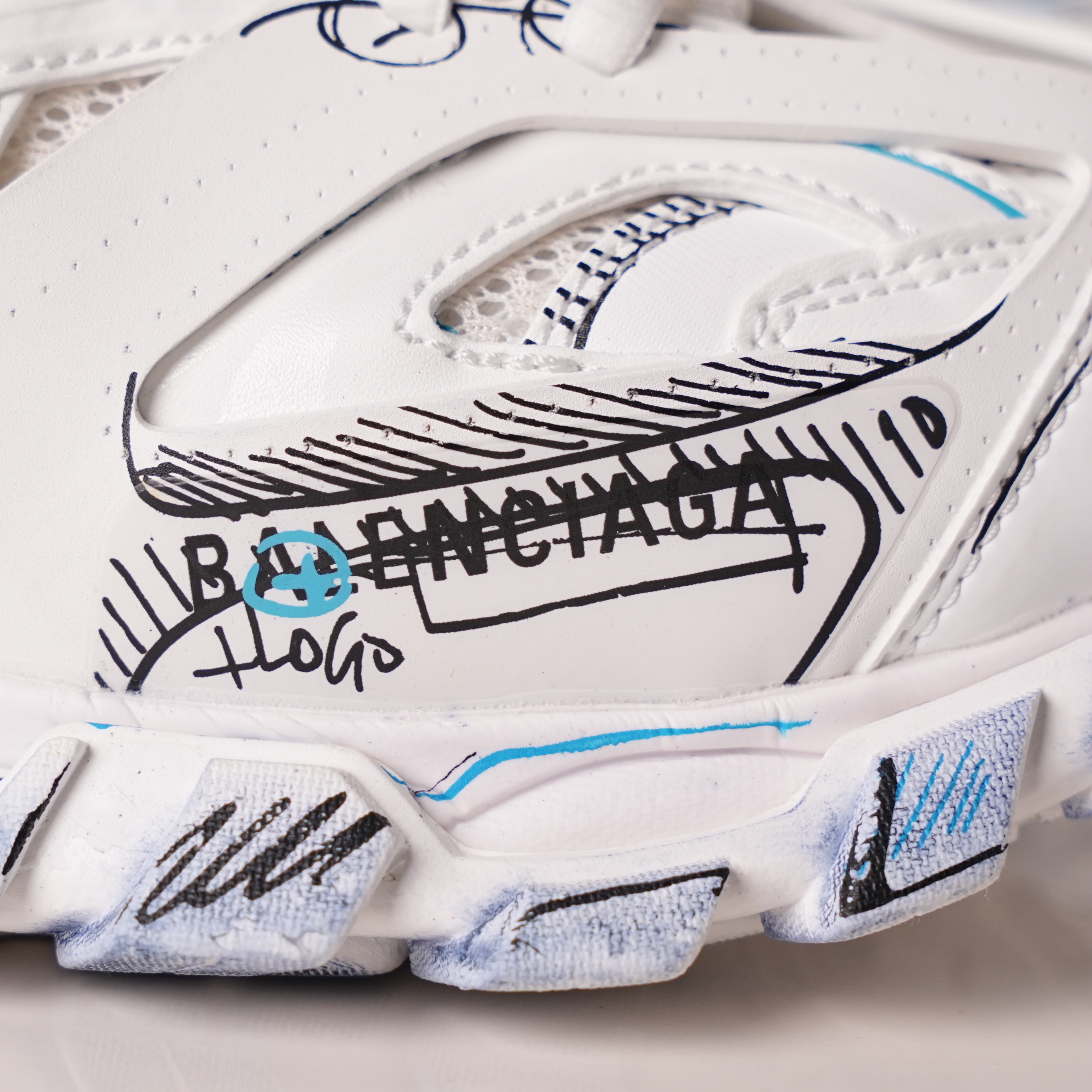 Balenciaga Track Graffiti White Black Blue