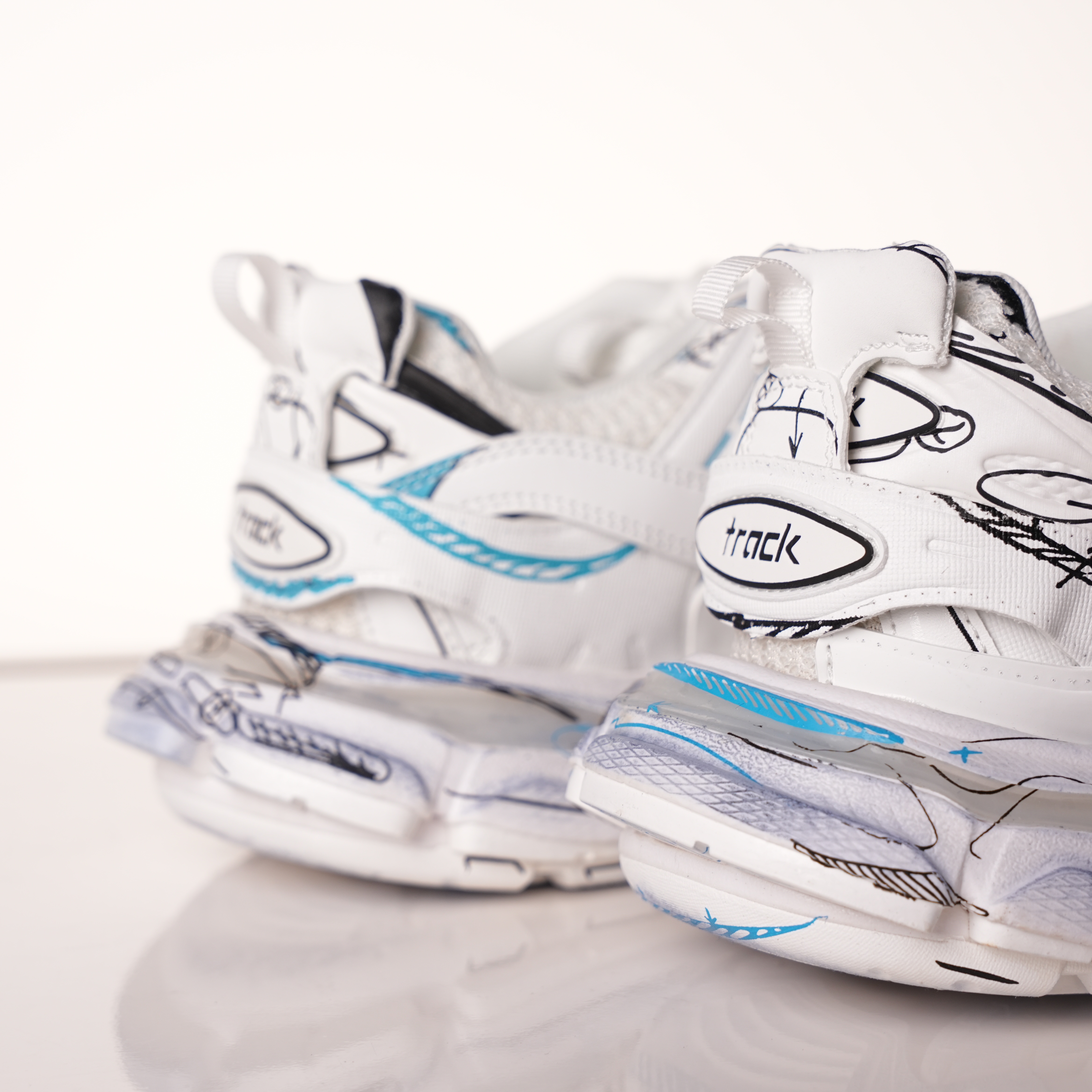 Balenciaga Track Graffiti White Black Blue