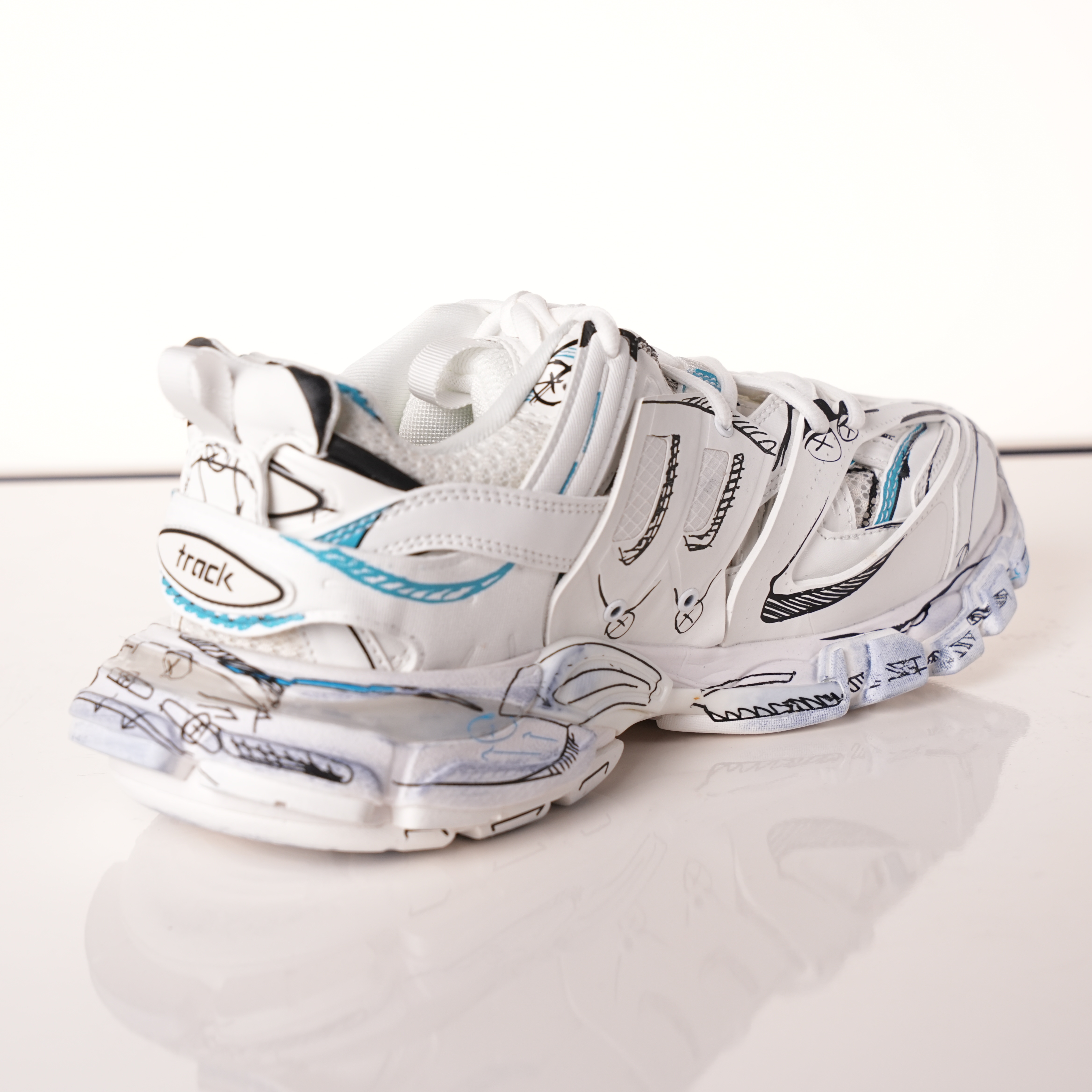 Balenciaga Track Graffiti White Black Blue