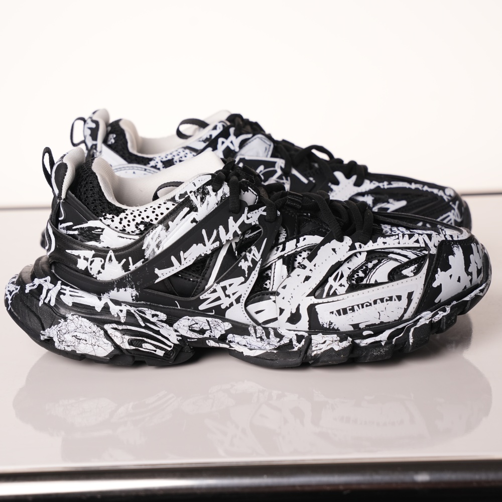 Balenciaga Track Graffiti Dirty Black White