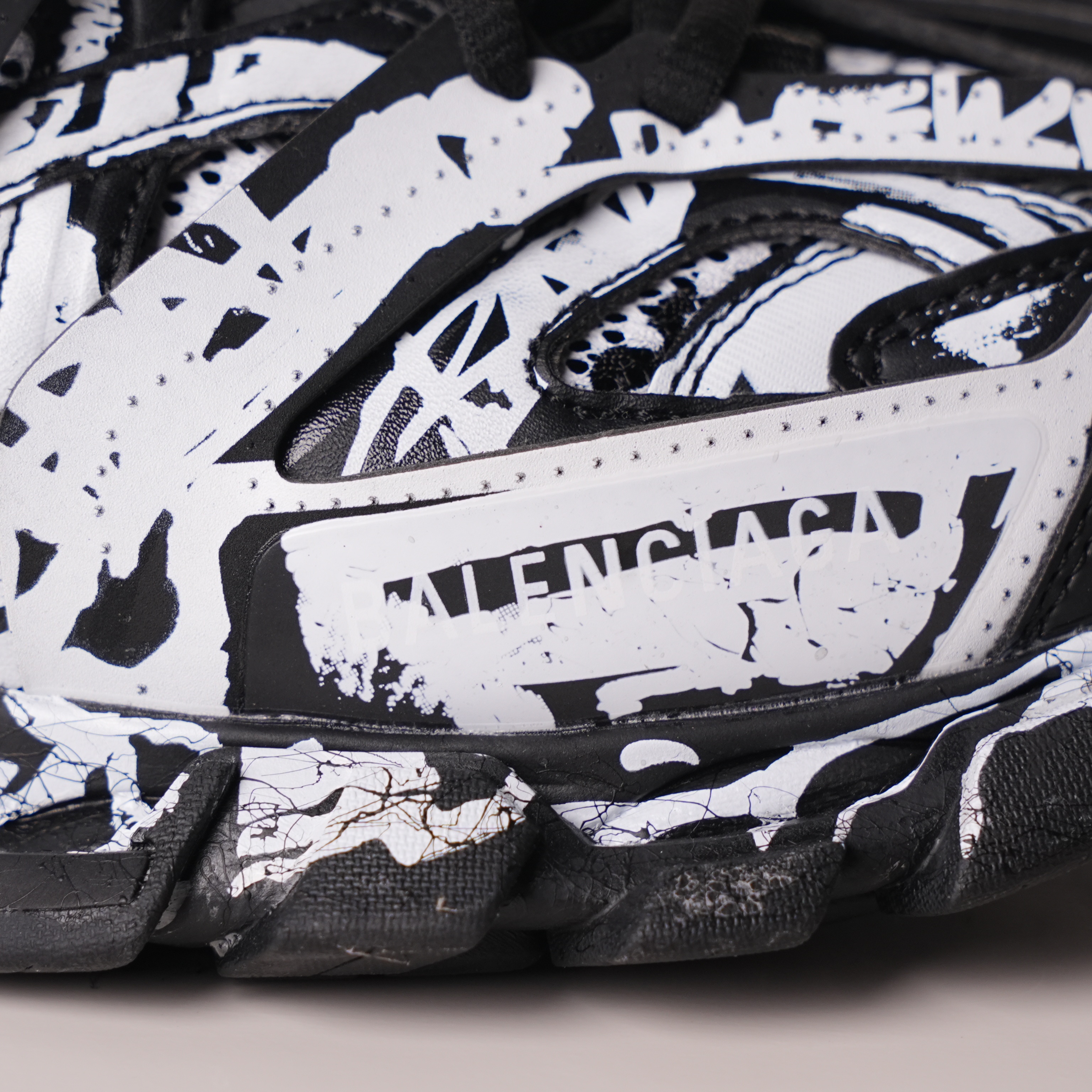 Balenciaga Track Graffiti Dirty Black White