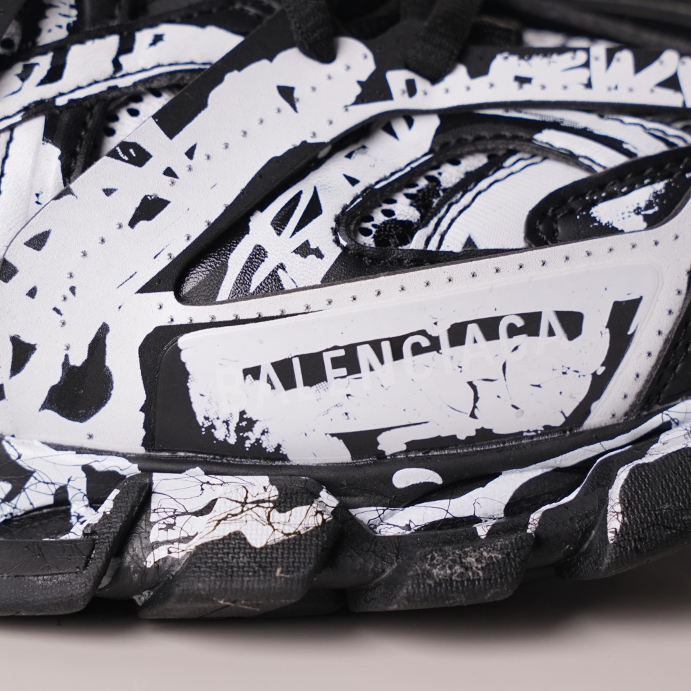 Balenciaga Track Graffiti Dirty Black White