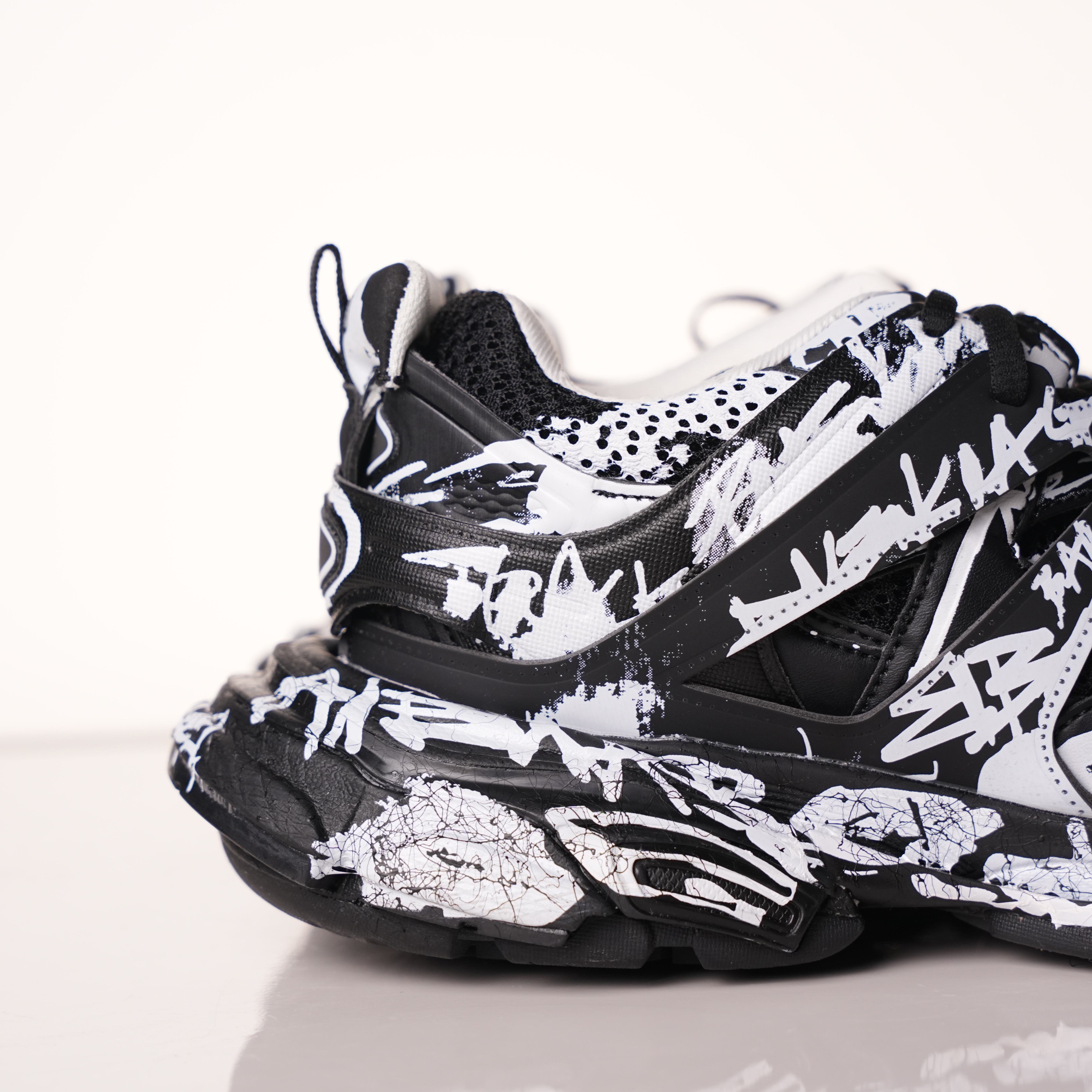 Balenciaga Track Graffiti Dirty Black White