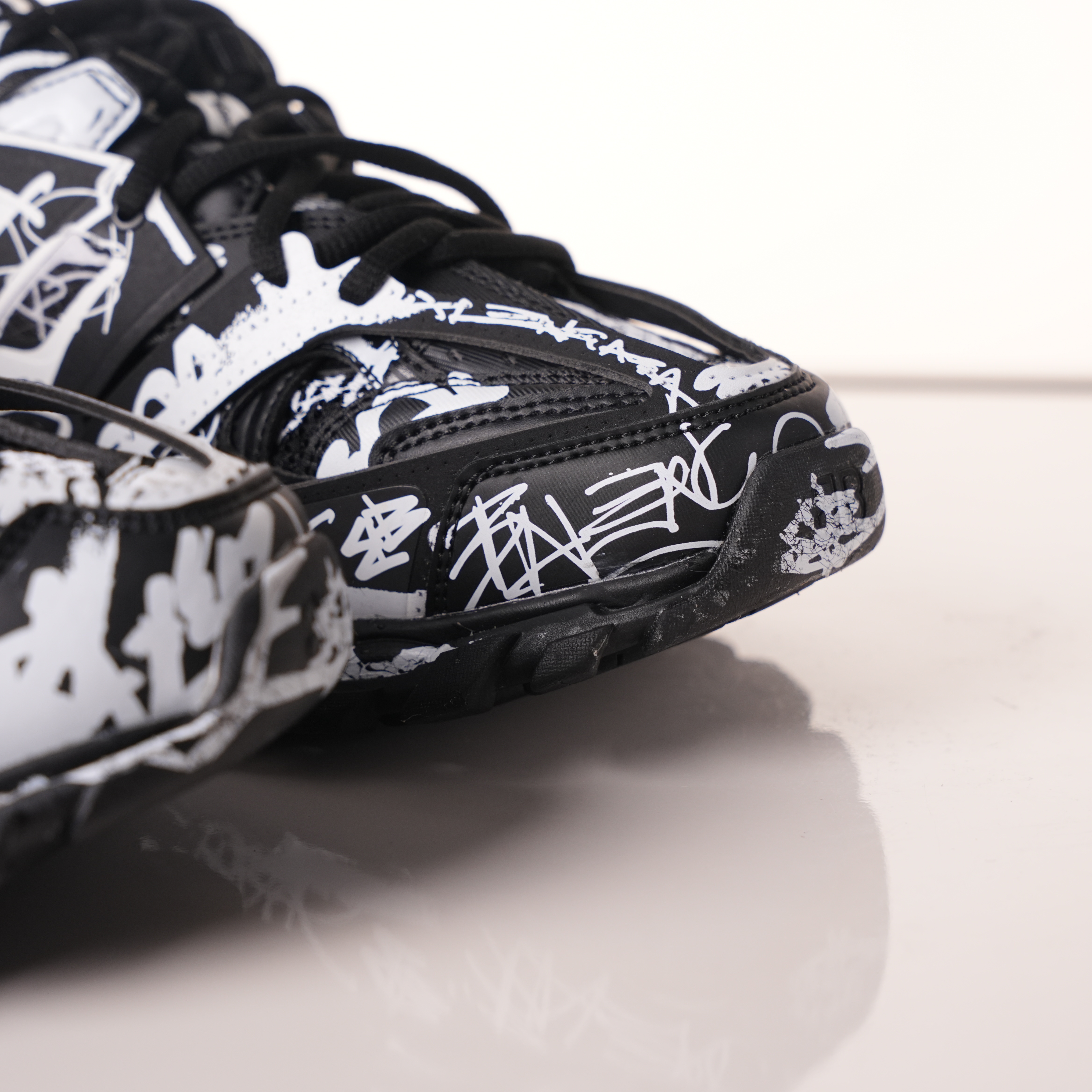 Balenciaga Track Graffiti Dirty Black White