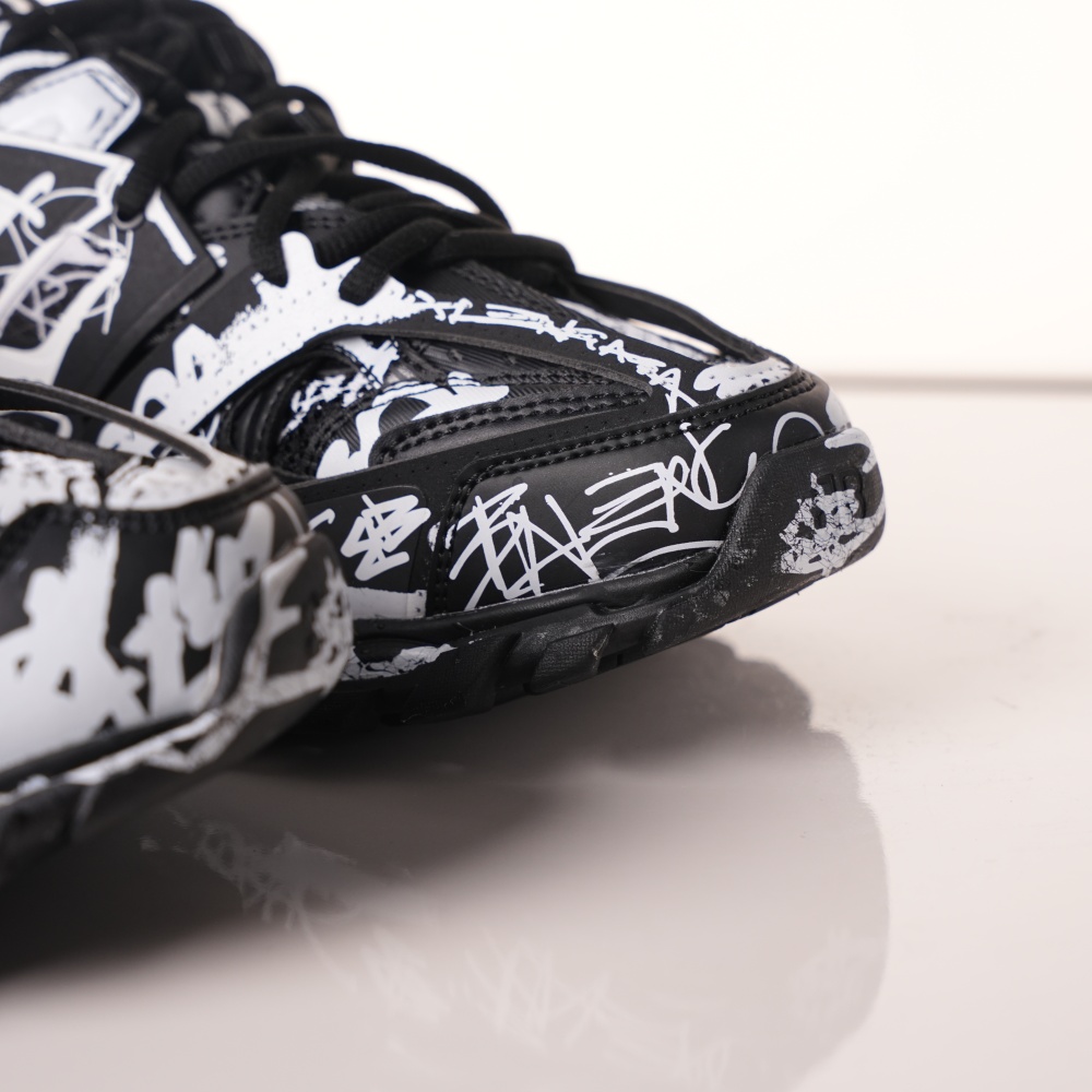 Balenciaga Track Graffiti Dirty Black White