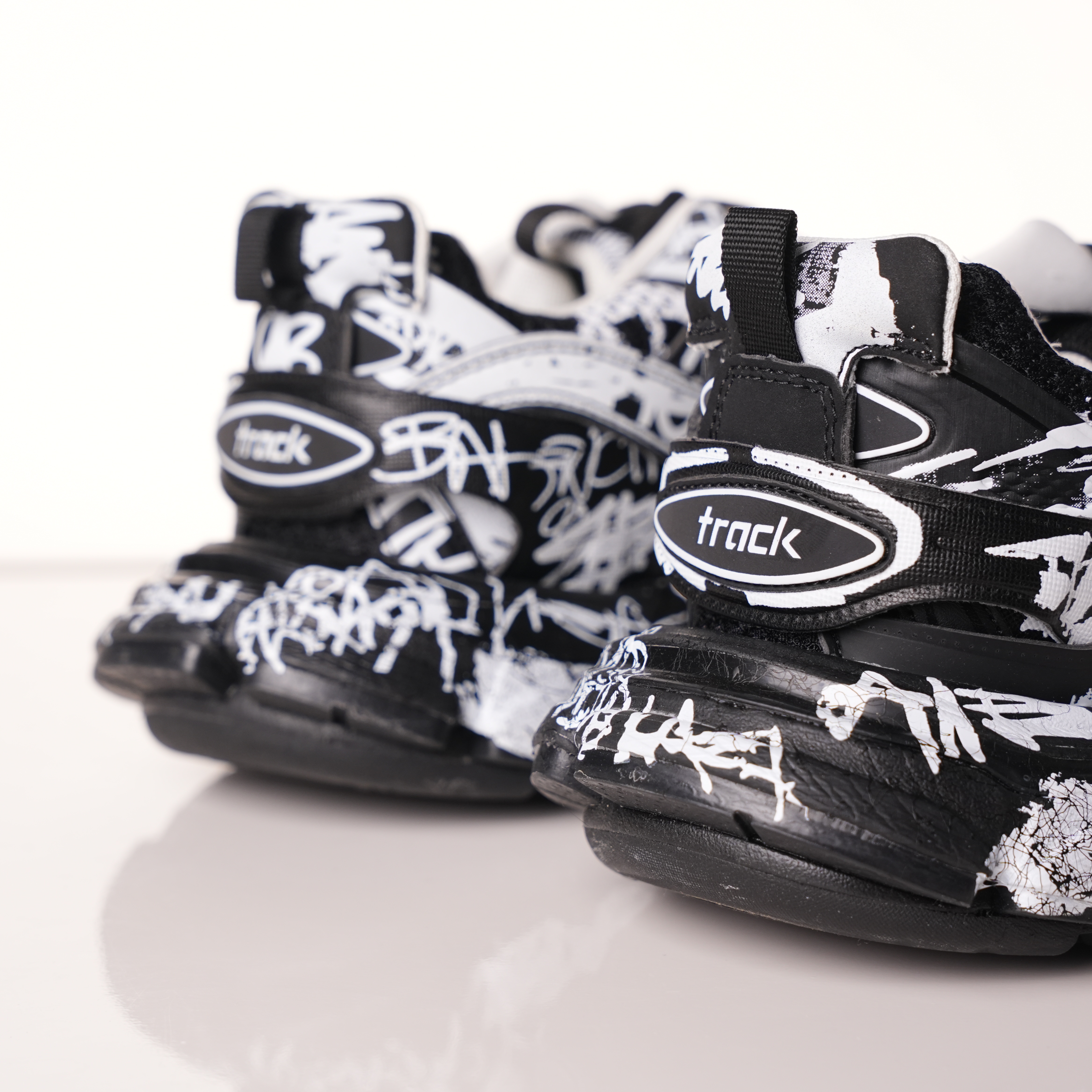 Balenciaga Track Graffiti Dirty Black White