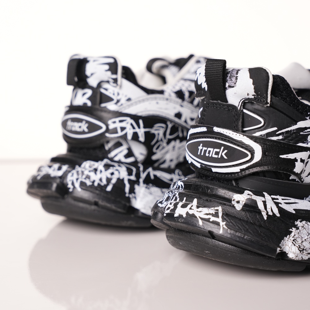 Balenciaga Track Graffiti Dirty Black White