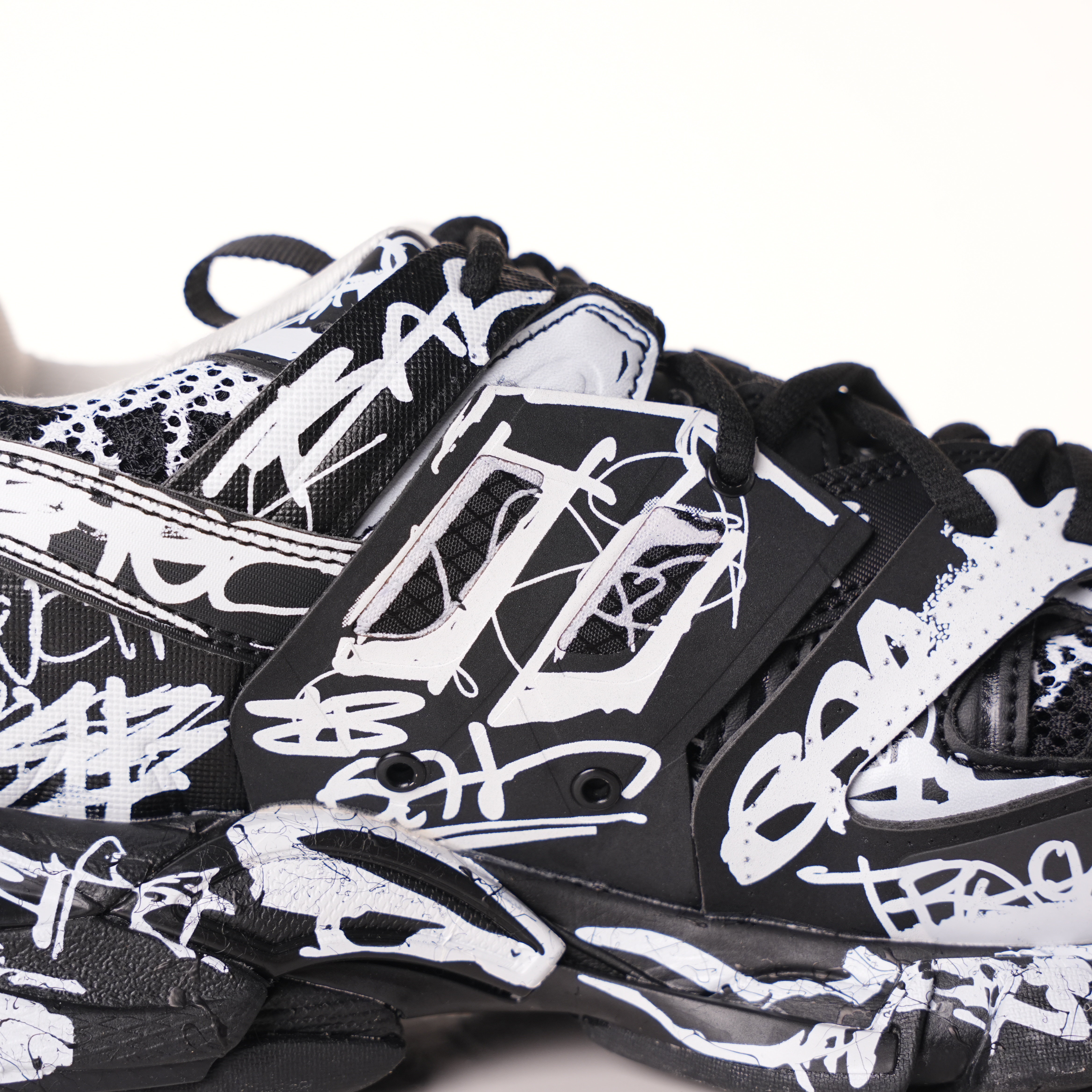 Balenciaga Track Graffiti Dirty Black White